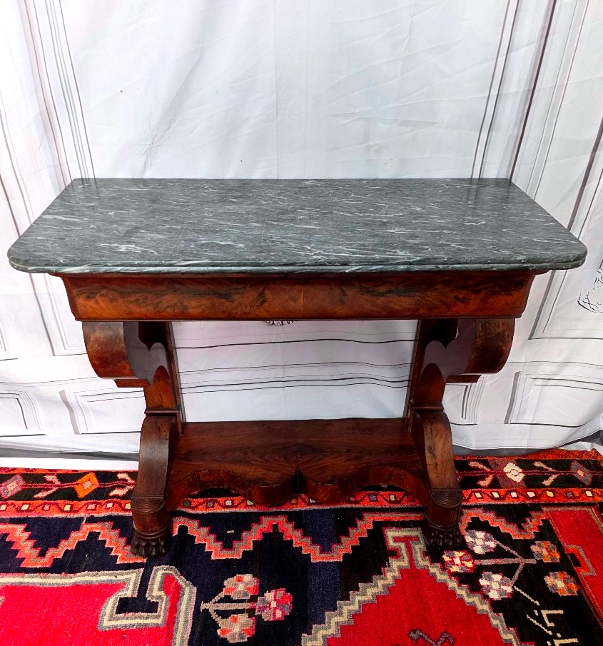 Empire-restoration Period Console Table In Mahogany, With Claw Feet-photo-1