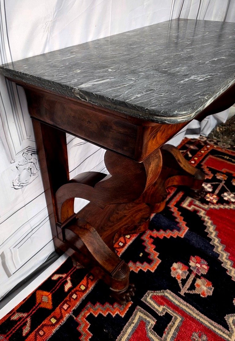 Empire-restoration Period Console Table In Mahogany, With Claw Feet-photo-2