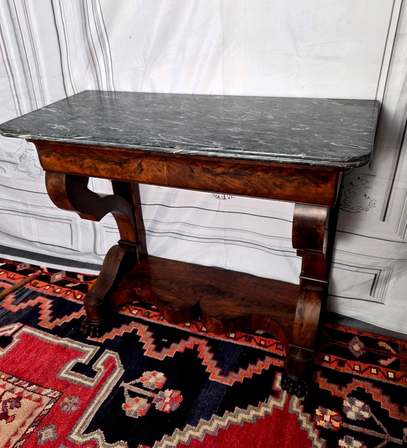 Empire-restoration Period Console Table In Mahogany, With Claw Feet-photo-3