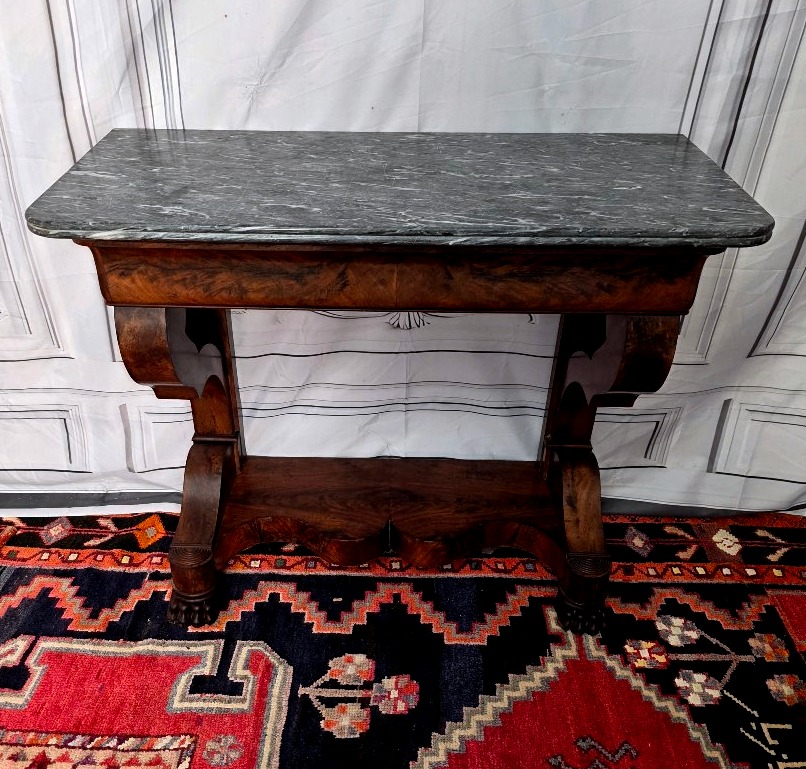 Empire-restoration Period Console Table In Mahogany, With Claw Feet-photo-4