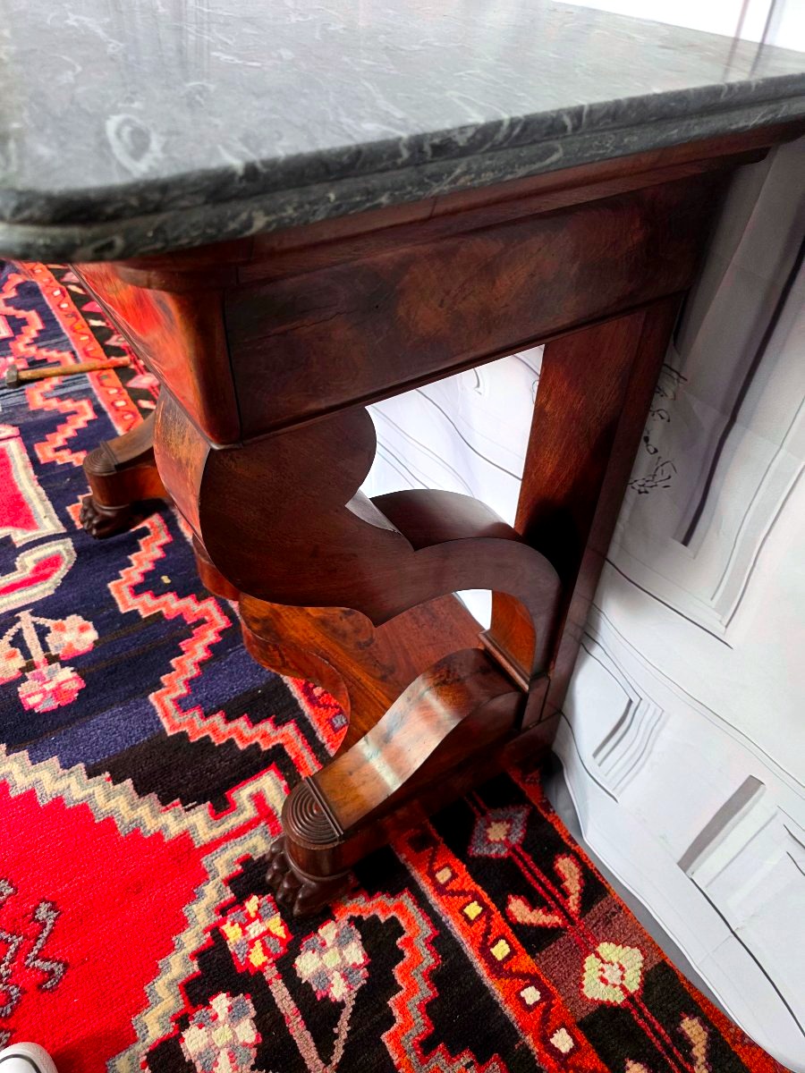 Empire-restoration Period Console Table In Mahogany, With Claw Feet-photo-5