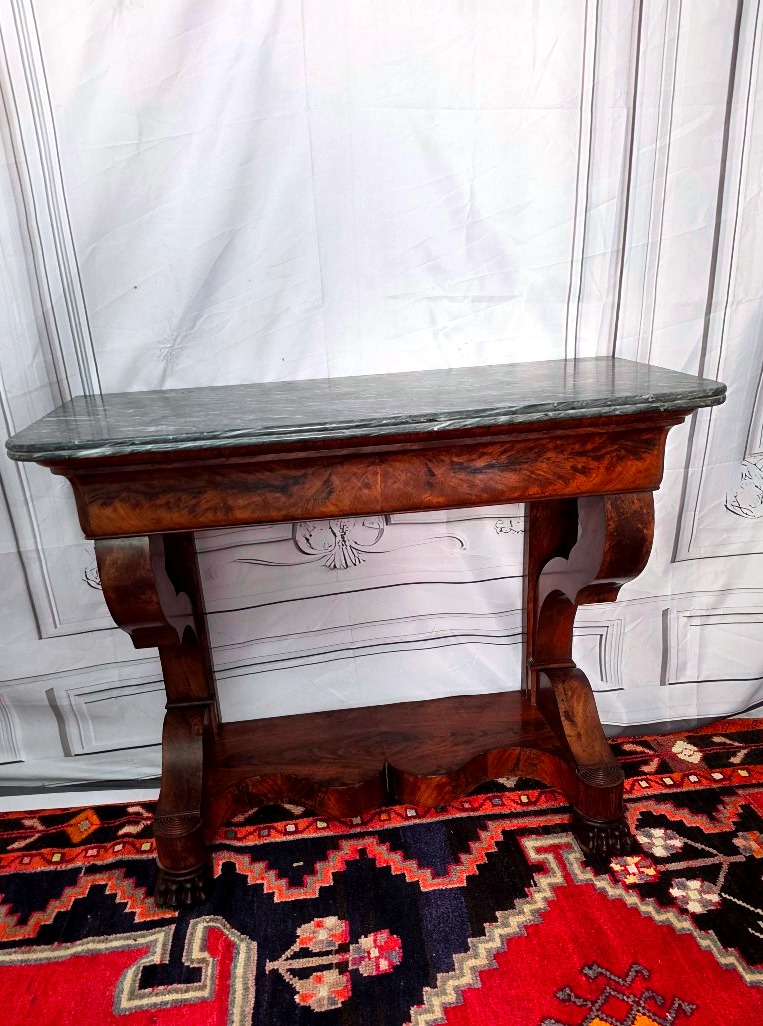 Empire-restoration Period Console Table In Mahogany, With Claw Feet
