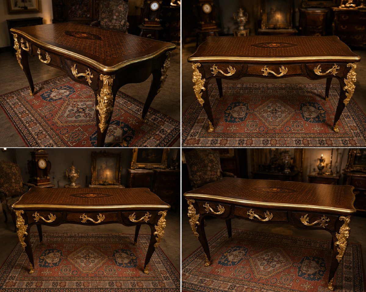 Bureau plat d'après  Charles Cressent Époque XIXᵉ siècle-photo-3