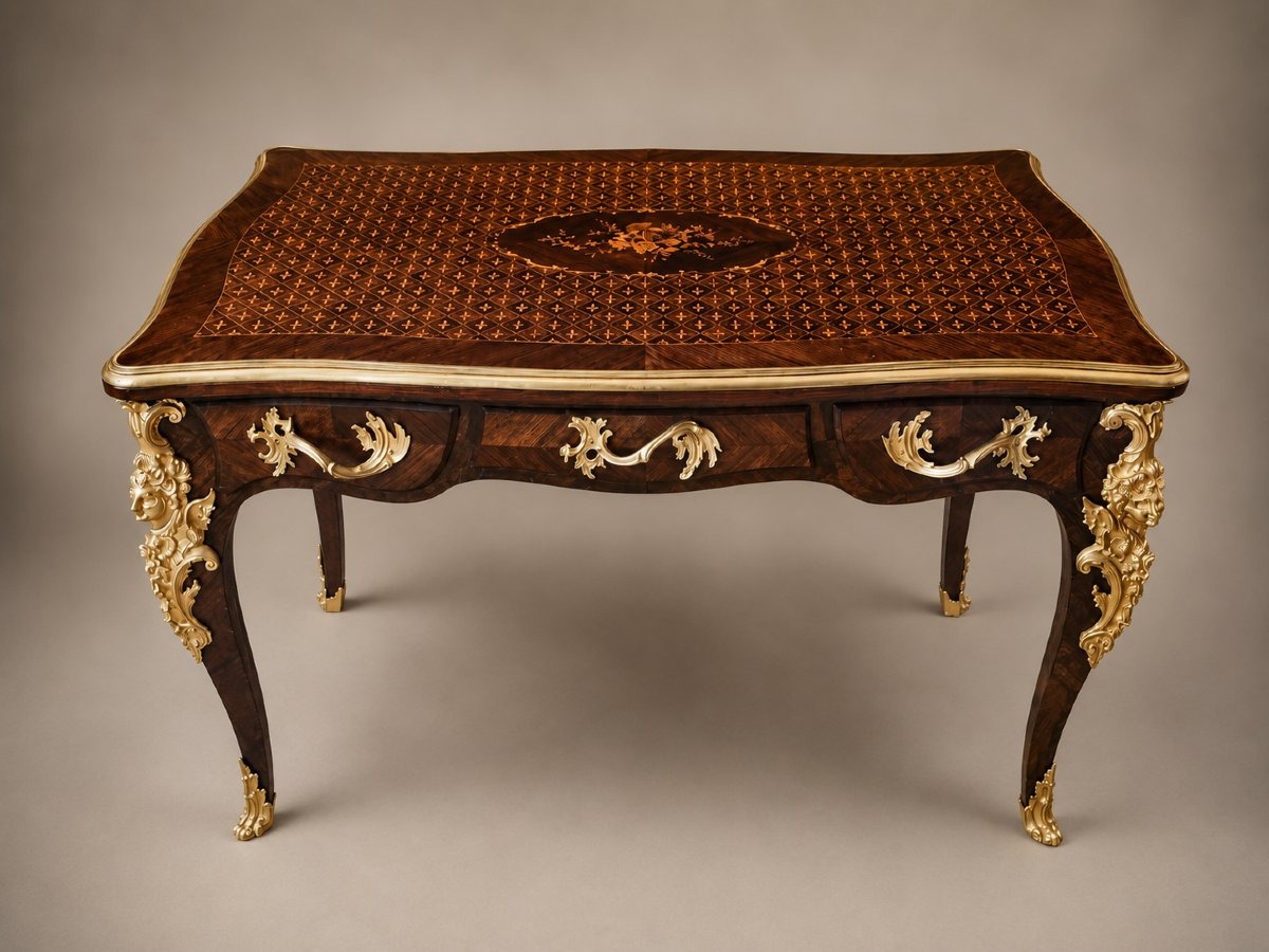 Flat-topped Desk Based On A Design By Charles Cressent; 19th Century-photo-2