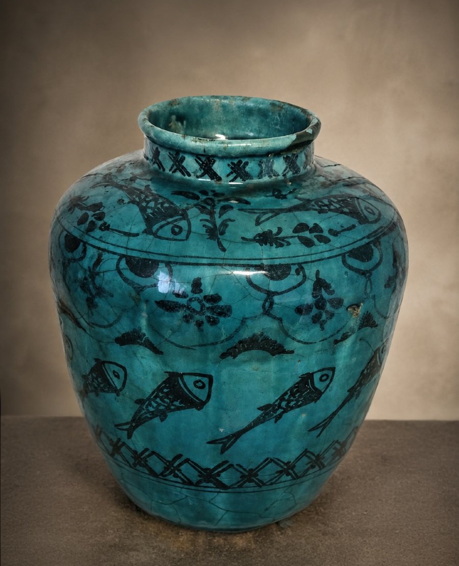 Safavid-period Islamic Persian Ceramic Vase With Turquoise Glaze, Persia, Circa 1700–1735-photo-2