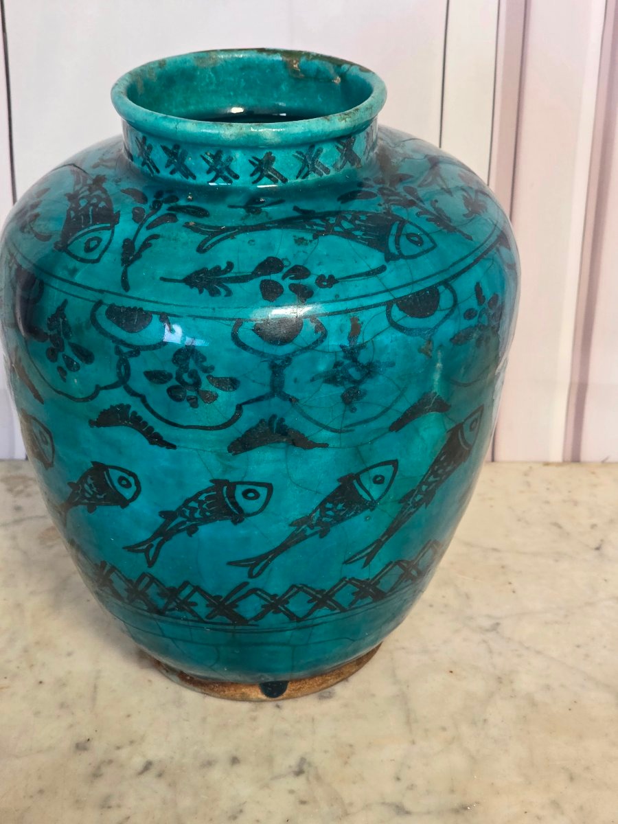 Safavid-period Islamic Persian Ceramic Vase With Turquoise Glaze, Persia, Circa 1700–1735-photo-3