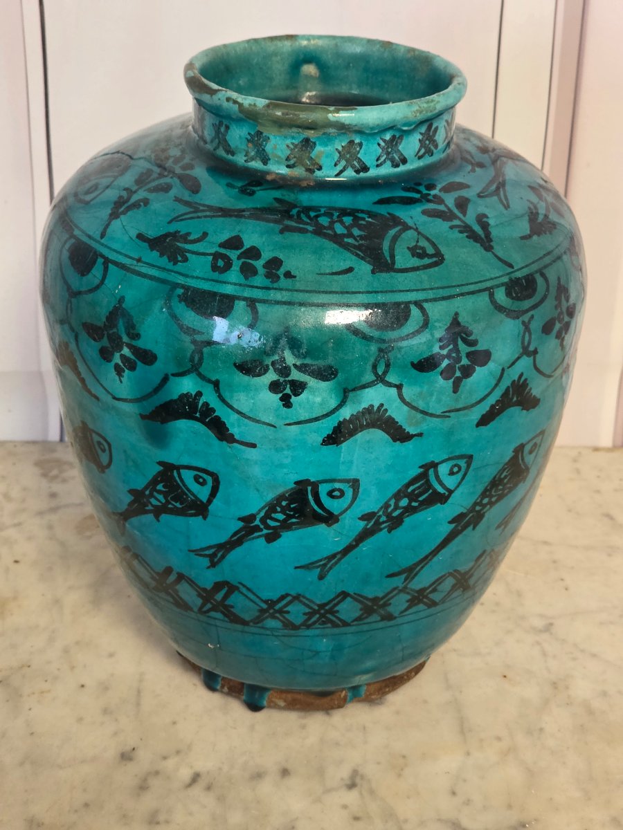 Safavid-period Islamic Persian Ceramic Vase With Turquoise Glaze, Persia, Circa 1700–1735-photo-4
