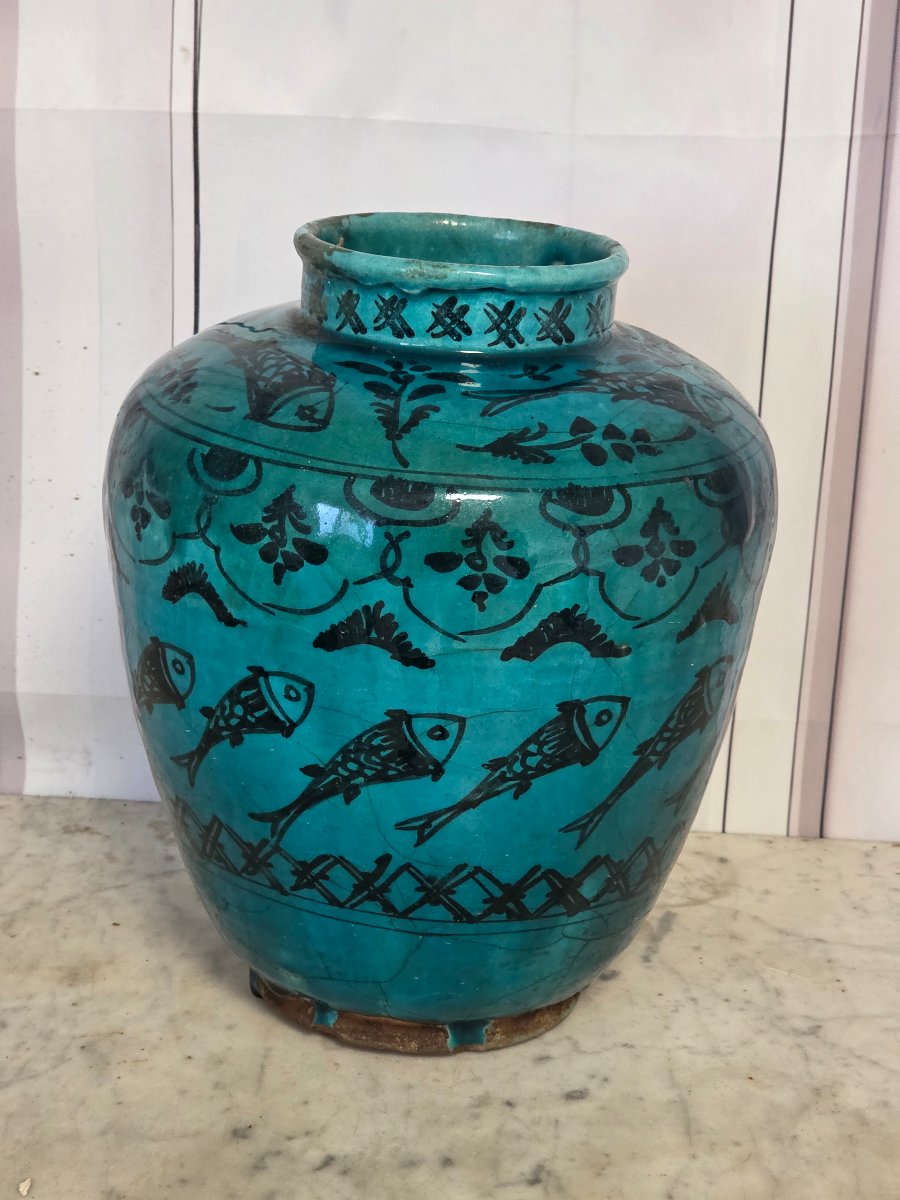 Safavid-period Islamic Persian Ceramic Vase With Turquoise Glaze, Persia, Circa 1700–1735-photo-3