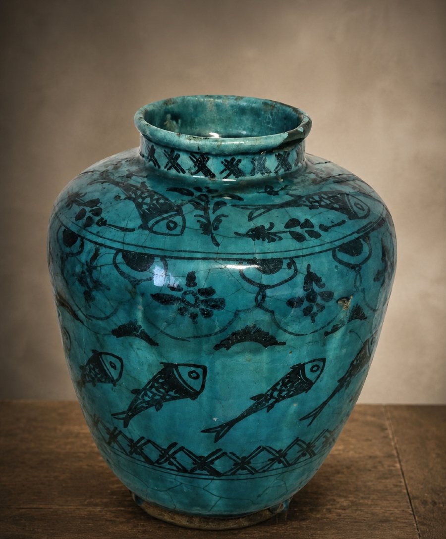 Safavid-period Islamic Persian Ceramic Vase With Turquoise Glaze, Persia, Circa 1700–1735-photo-4