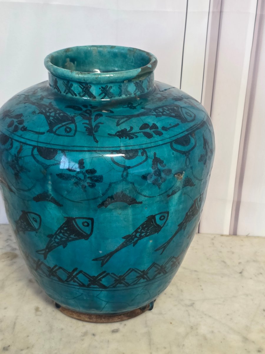 Safavid-period Islamic Persian Ceramic Vase With Turquoise Glaze, Persia, Circa 1700–1735-photo-5