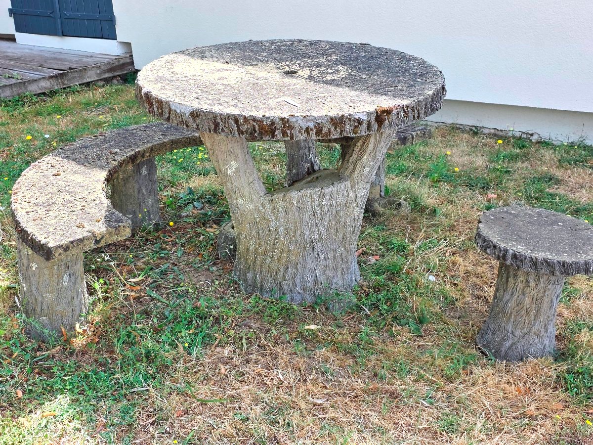Salon de jardin façon tronc d arbre -photo-2