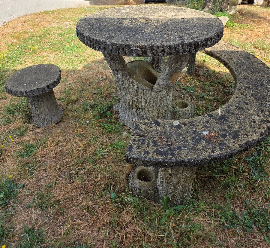 Salon de jardin façon tronc d arbre -photo-4