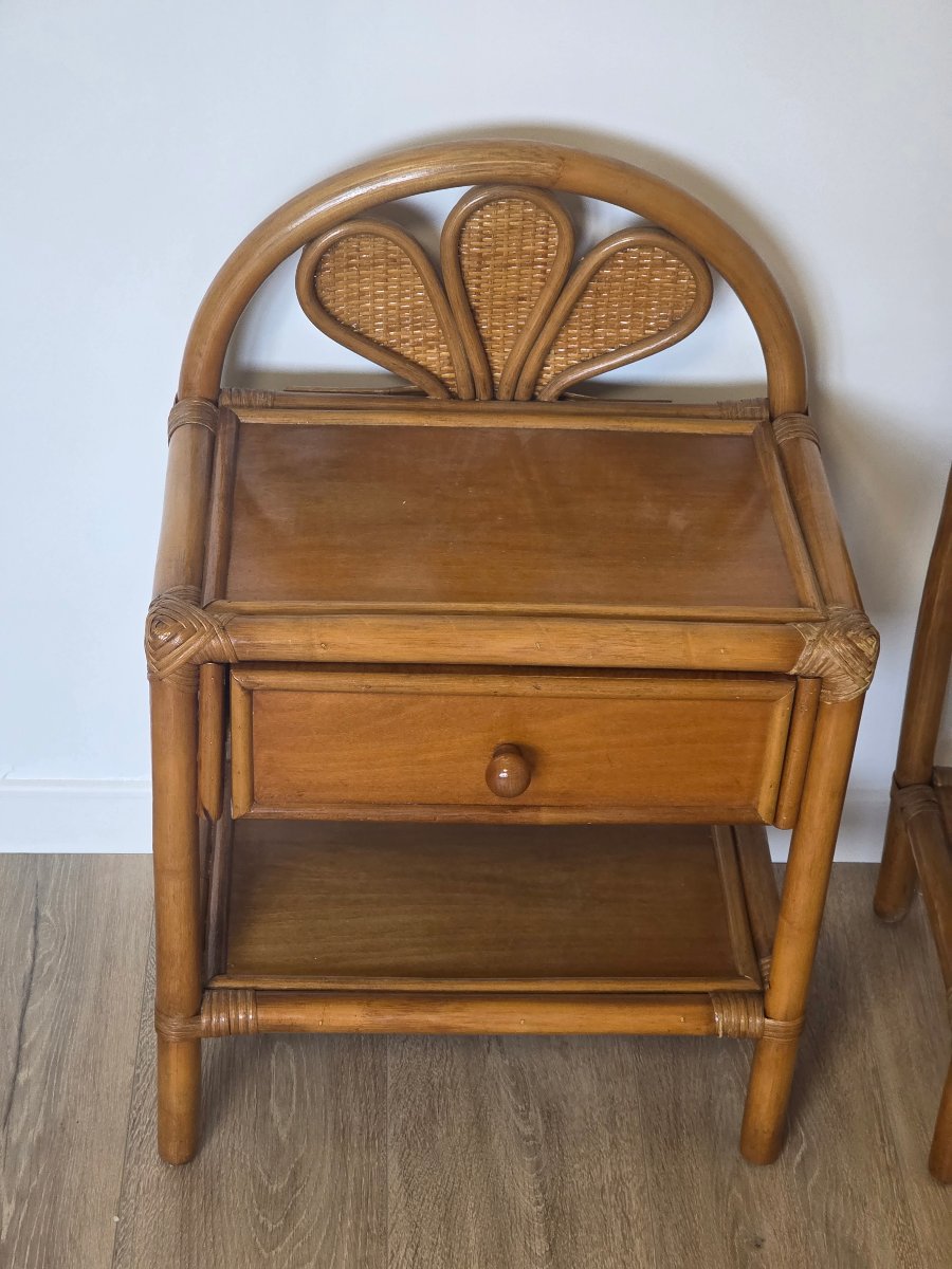 1960s Rattan Nightstand -photo-1