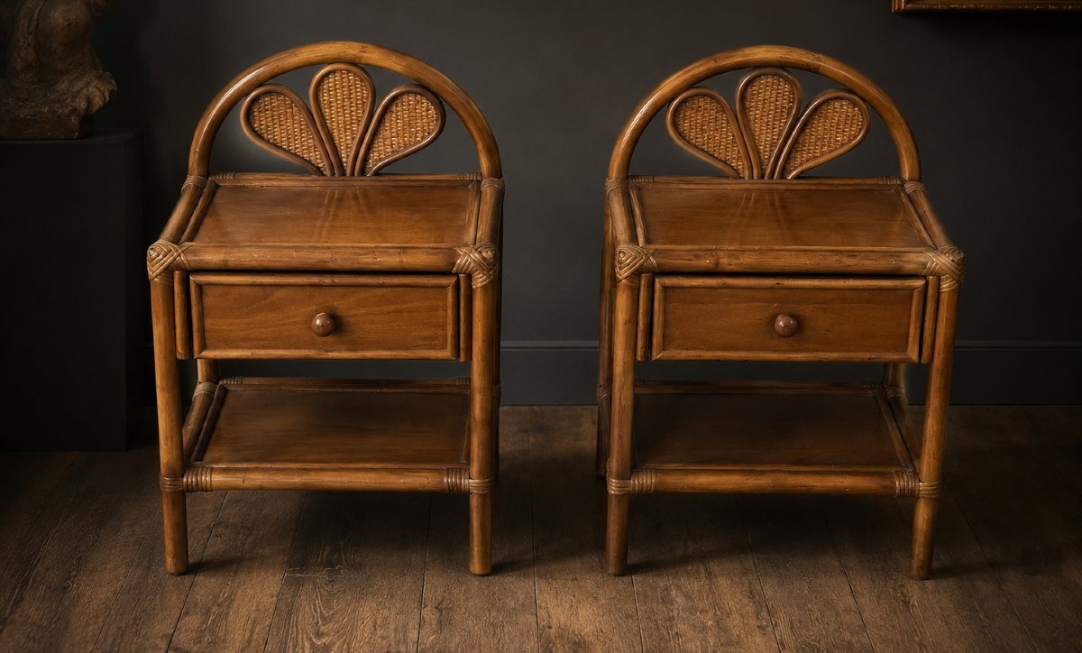 1960s Rattan Nightstand 