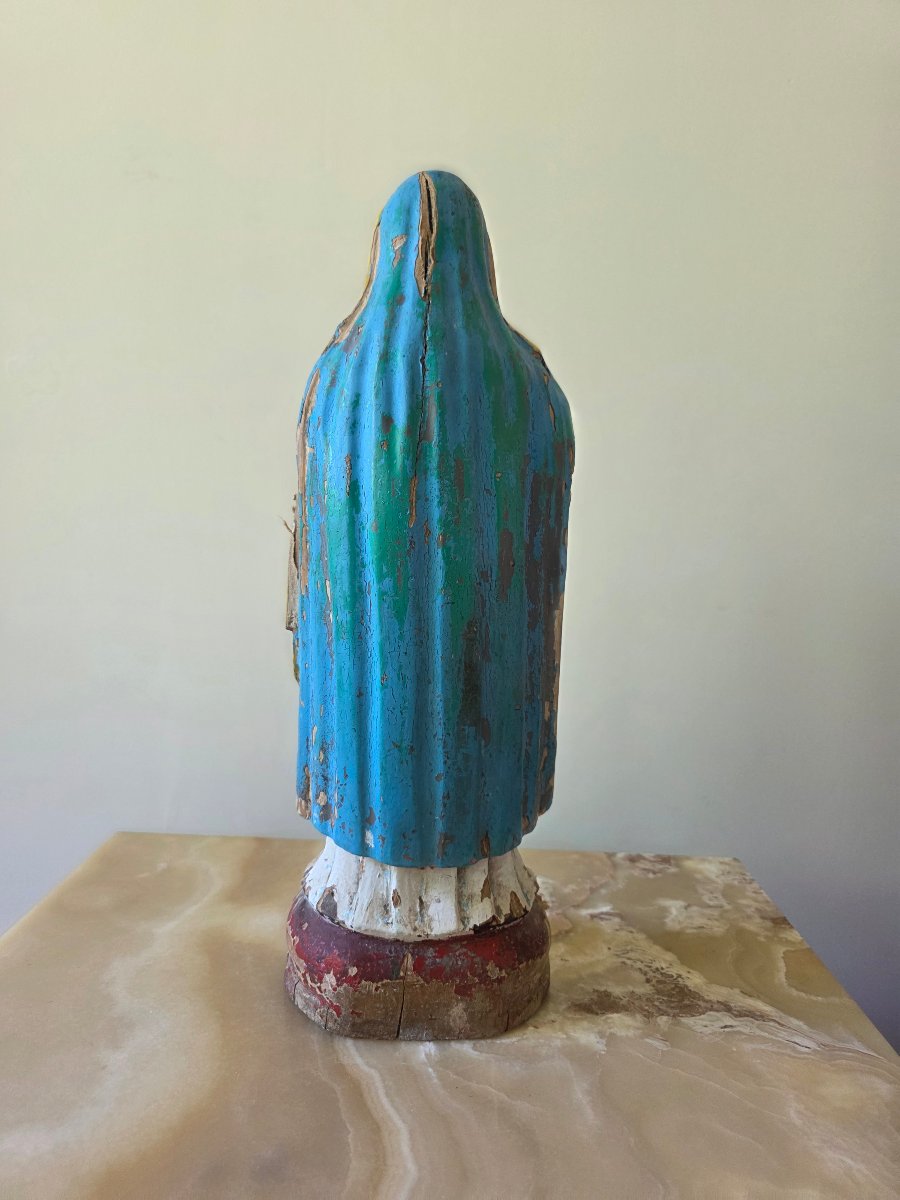 Holy Woman, Polychrome Wood, France, 17th Century-photo-2