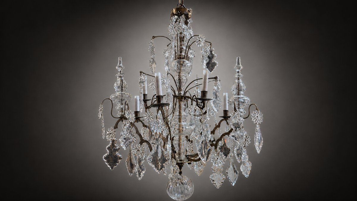 Louis XV Chandelier In Bronze And Cut Crystal -photo-3