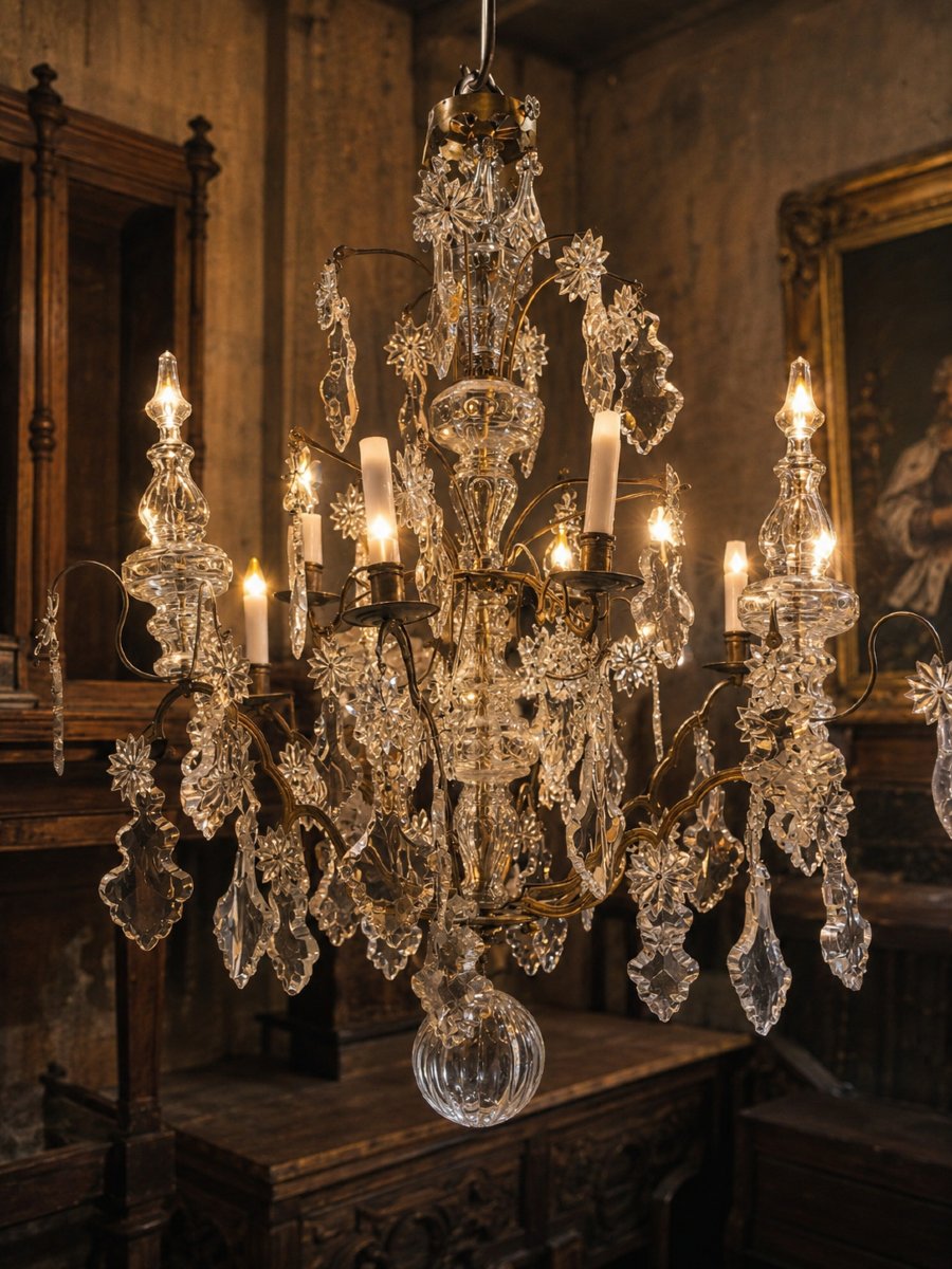 Louis XV Chandelier In Bronze And Cut Crystal -photo-4