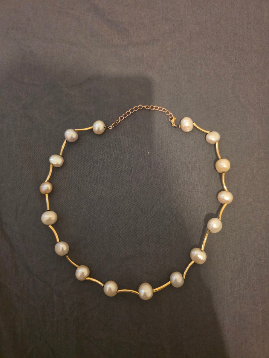 Cultured Pearl And Gold Necklace-photo-2