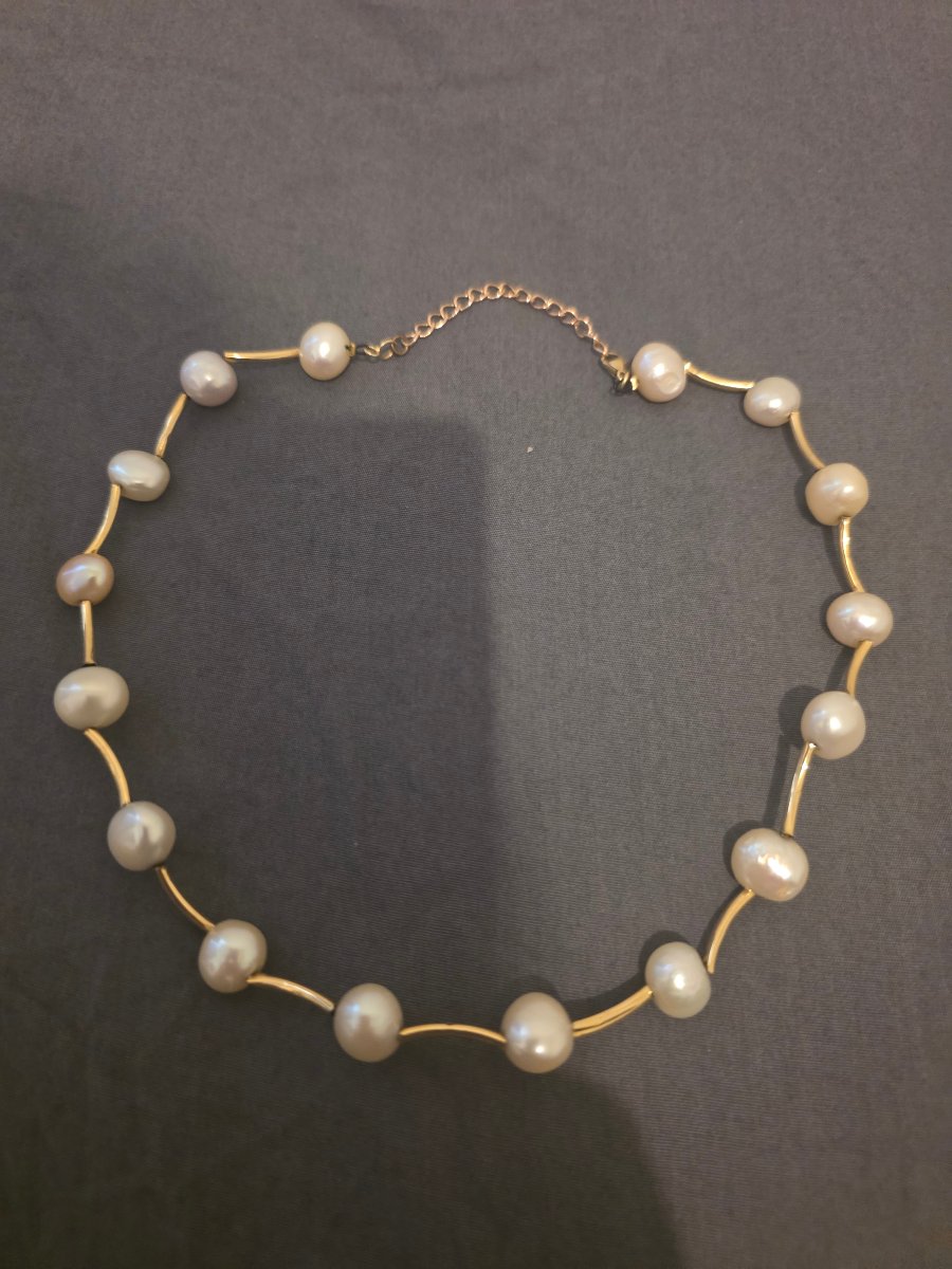 Cultured Pearl And Gold Necklace-photo-3