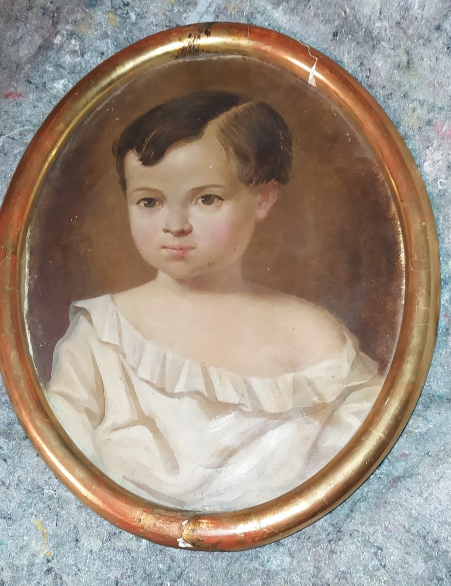  tableau Portrait enfant  19e siècle-photo-2