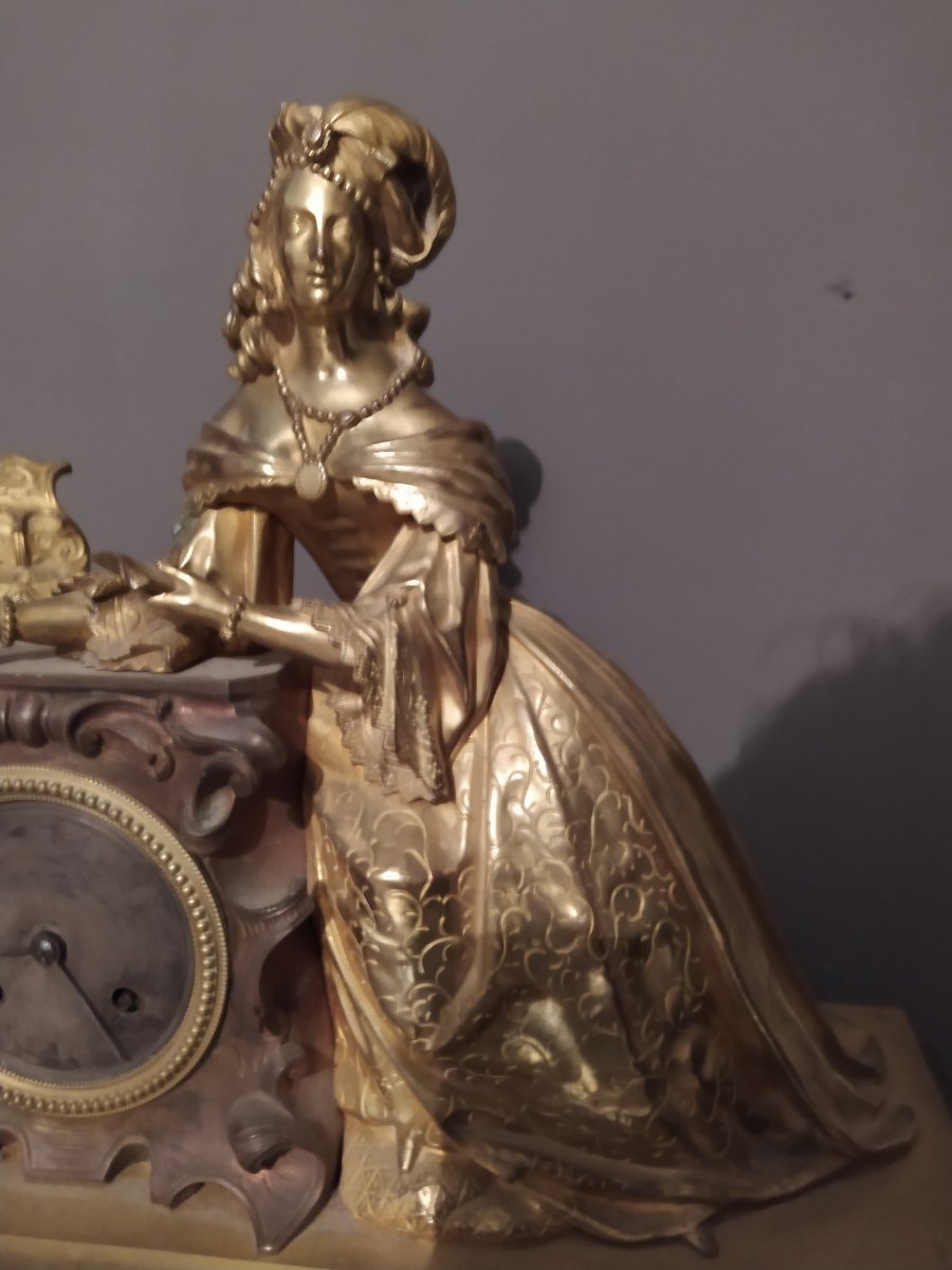 Pendule Restauration en  Bronze A Double Patine 19e siècle-photo-2