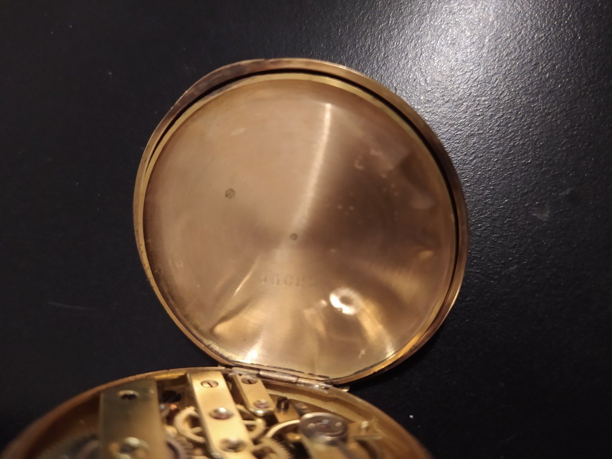 18k Gold Pocket Watch Tete De Cheval 1850-photo-3