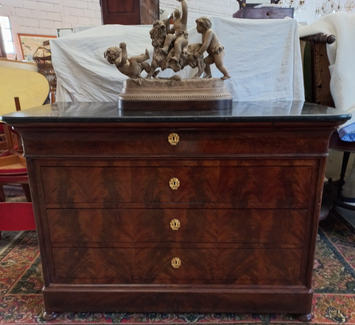 Commode d'époque Restauration En Acajou 19 éme siècle-photo-1