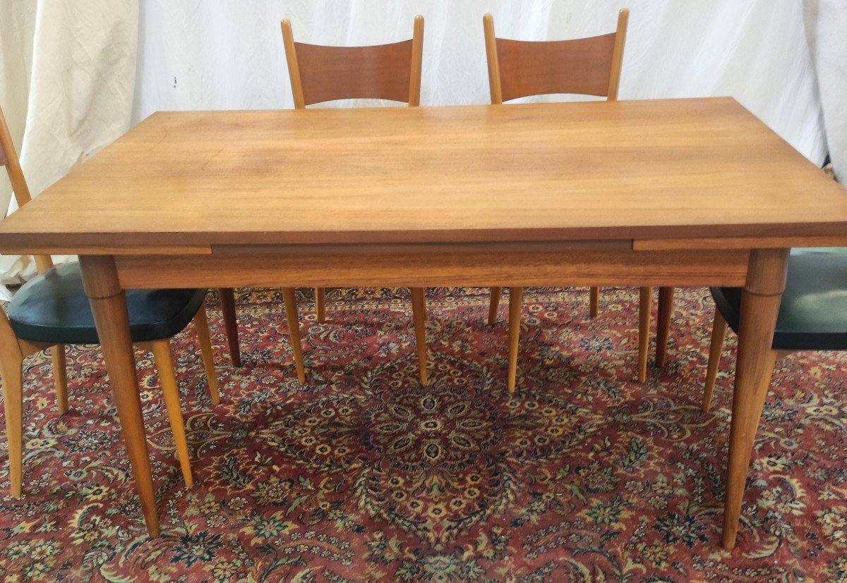 Scandinavian Teak Table And Sideboard Design Vintage 1950 -photo-2