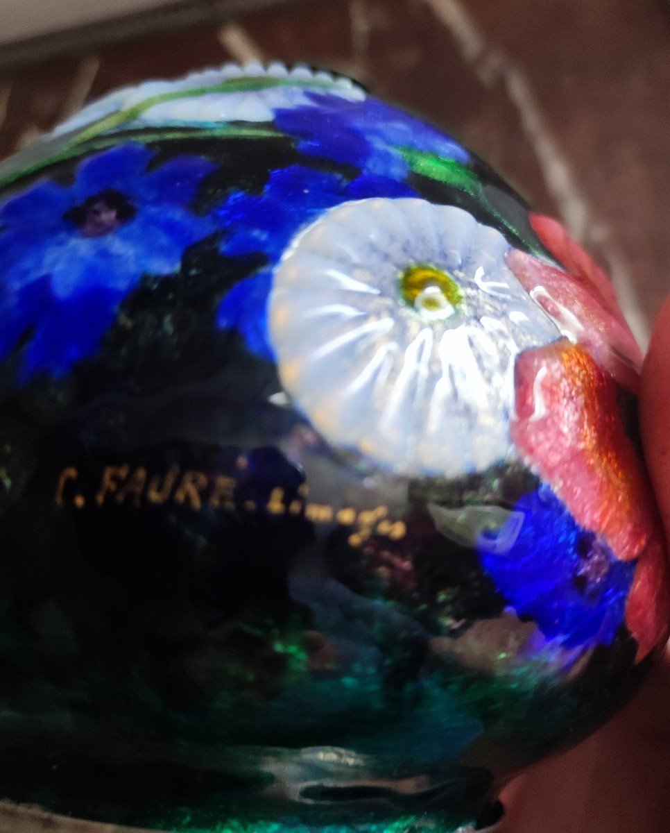 Ovoid Vase In Camille Fauré Enamels-photo-4