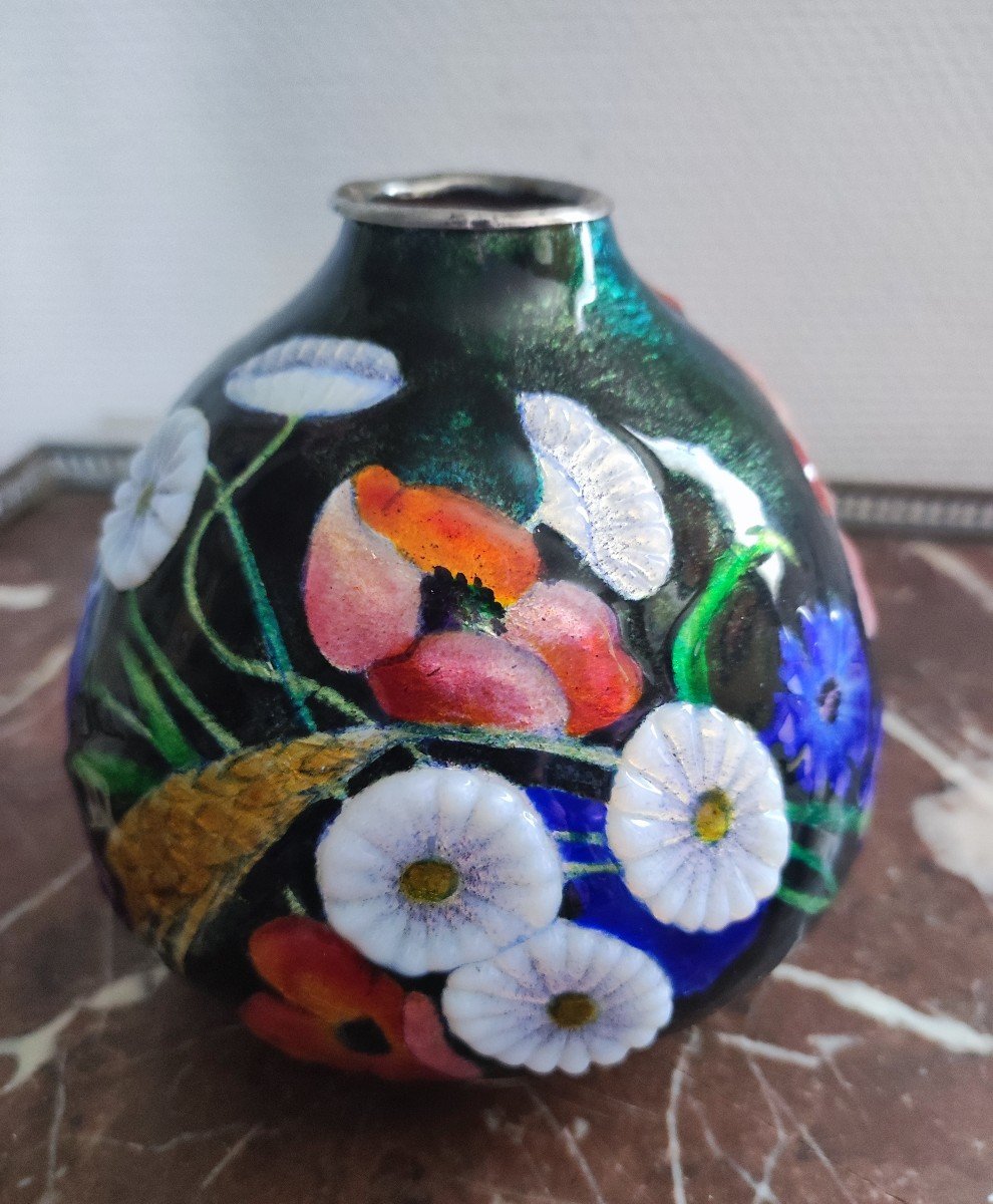 Ovoid Vase In Camille Fauré Enamels-photo-2