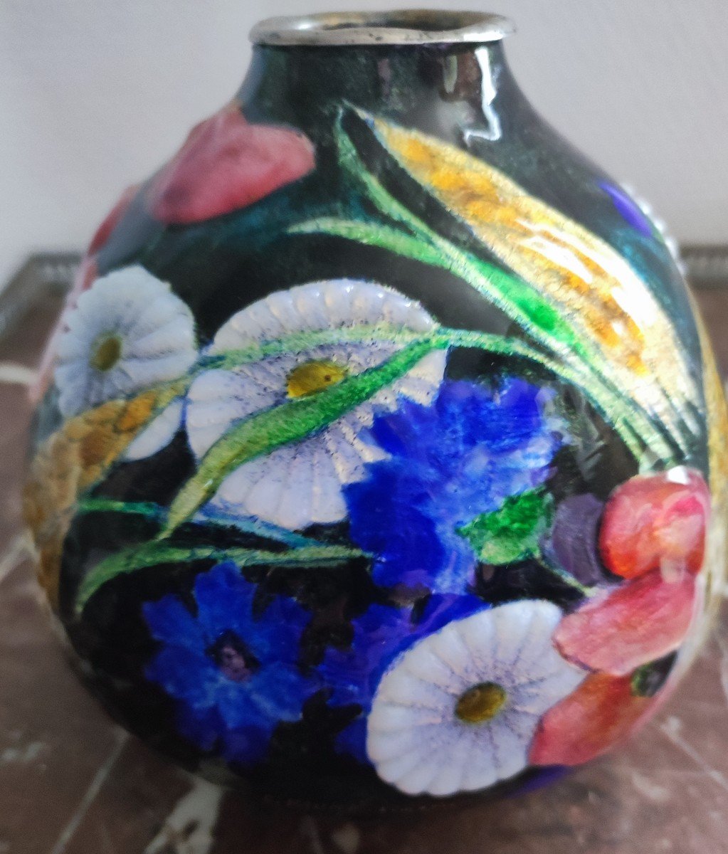 Ovoid Vase In Camille Fauré Enamels-photo-3