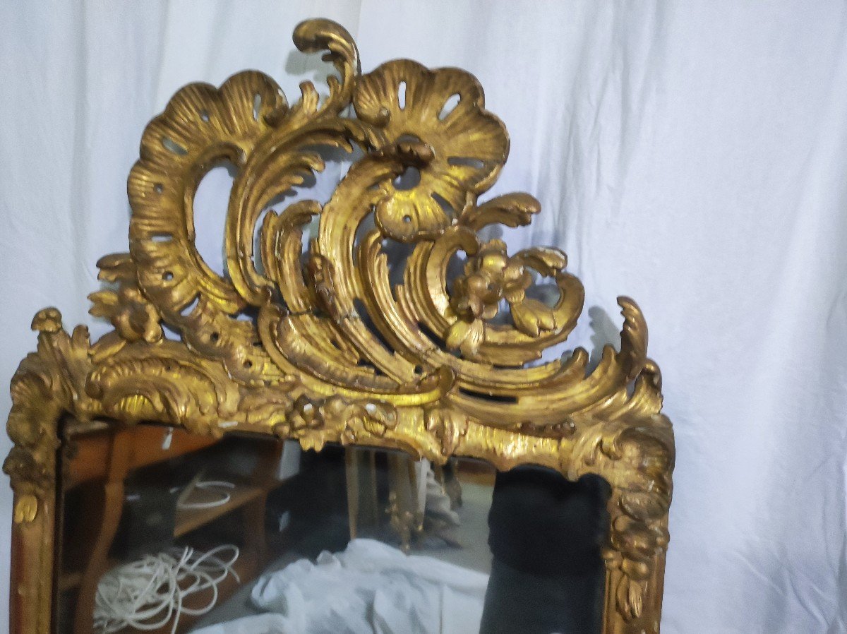 XV Period Mirror In Golden Wood-photo-2