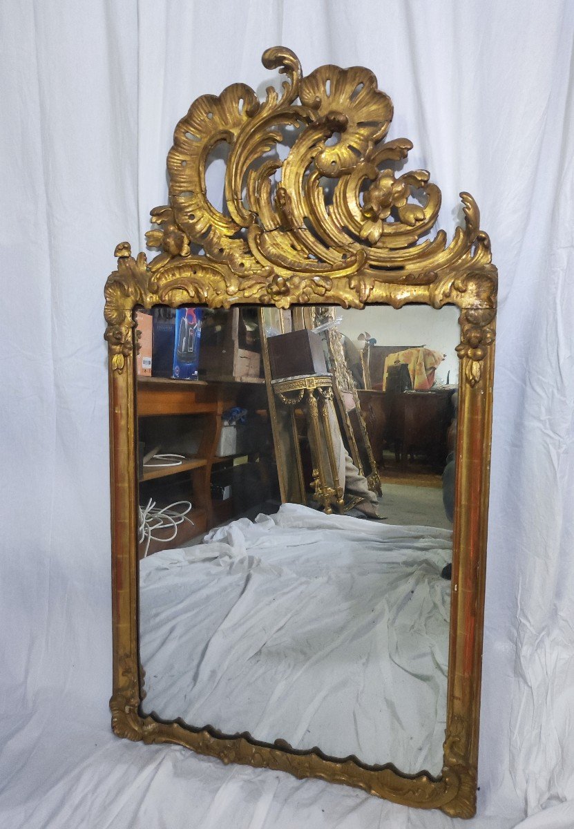 XV Period Mirror In Golden Wood-photo-2