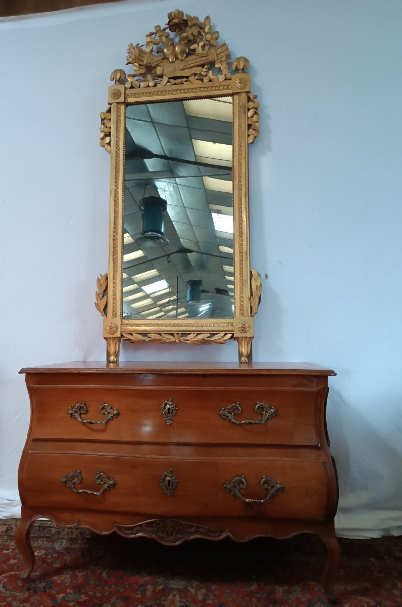  Miroir En Bois doré Sculpté   d'époque Louis XVI-photo-4