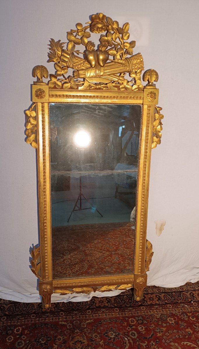  Miroir En Bois doré Sculpté   d'époque Louis XVI