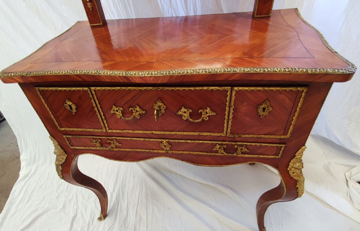 XIX Marquetry Dressing Table-photo-3