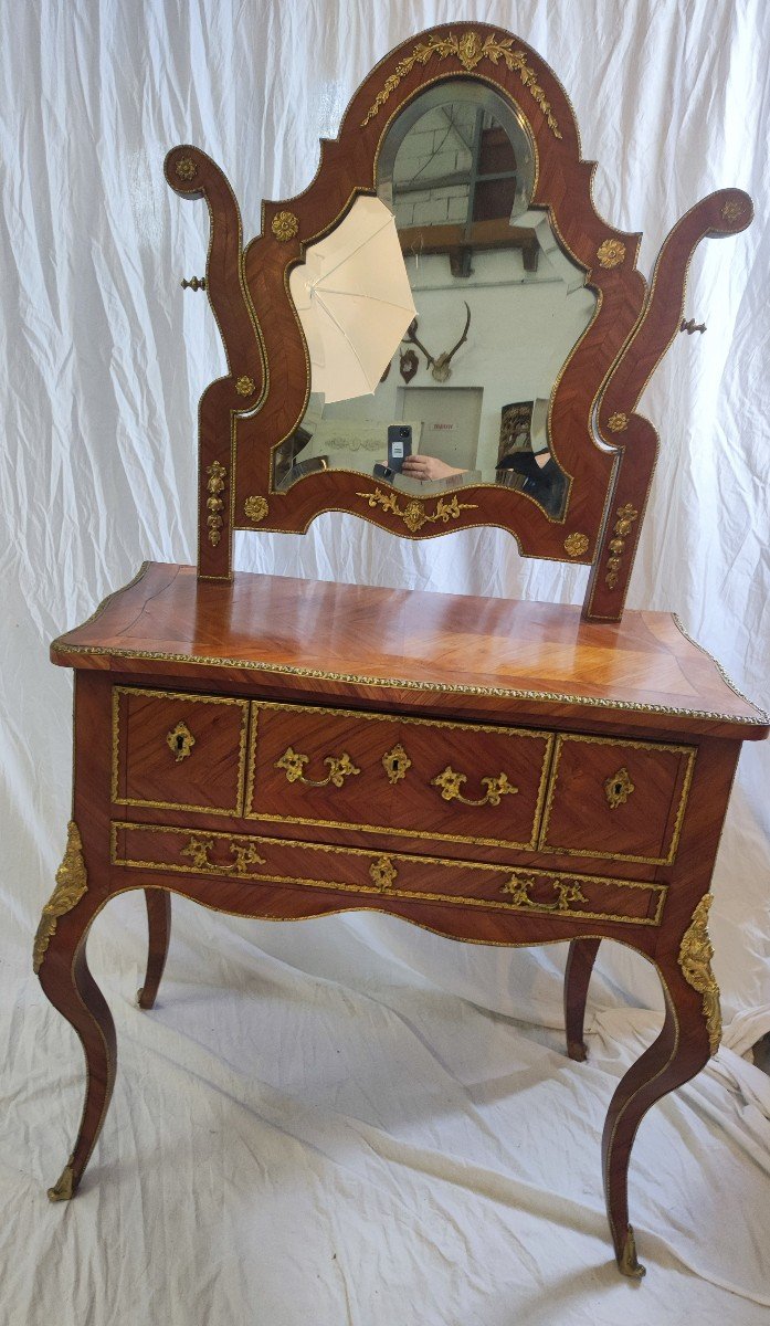 XIX Marquetry Dressing Table-photo-5
