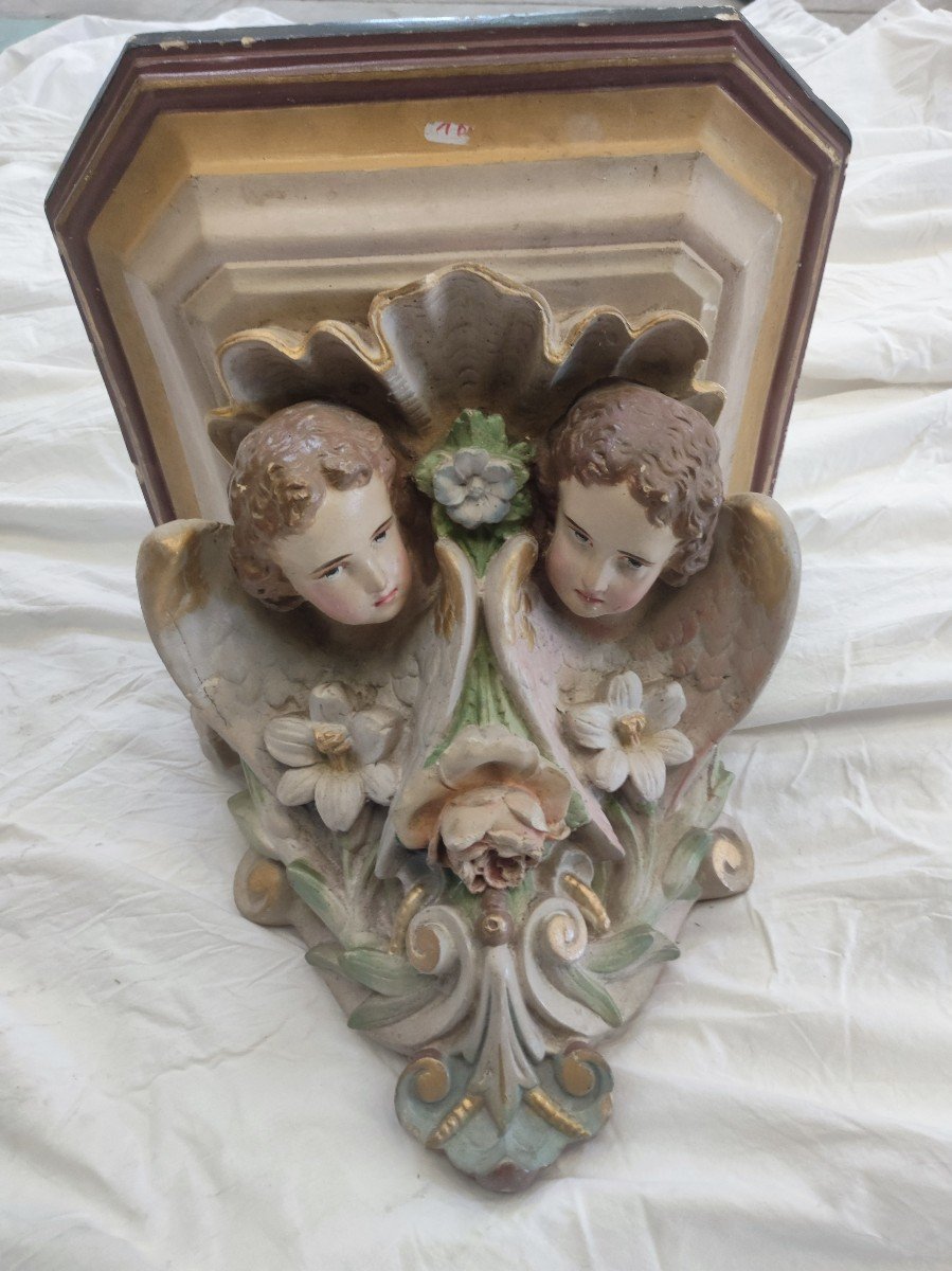 Large Base Statue Wall Console Cherub-photo-1