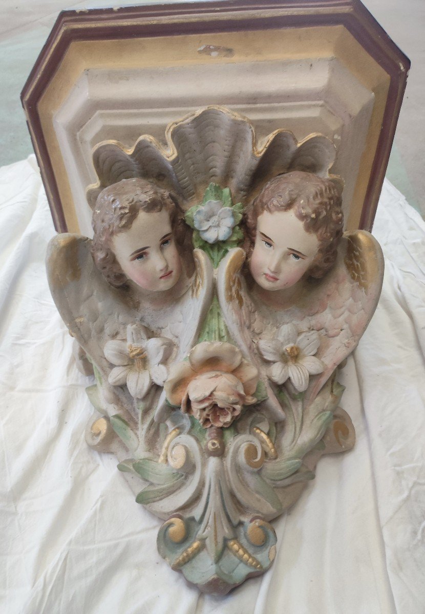 Large Base Statue Wall Console Cherub