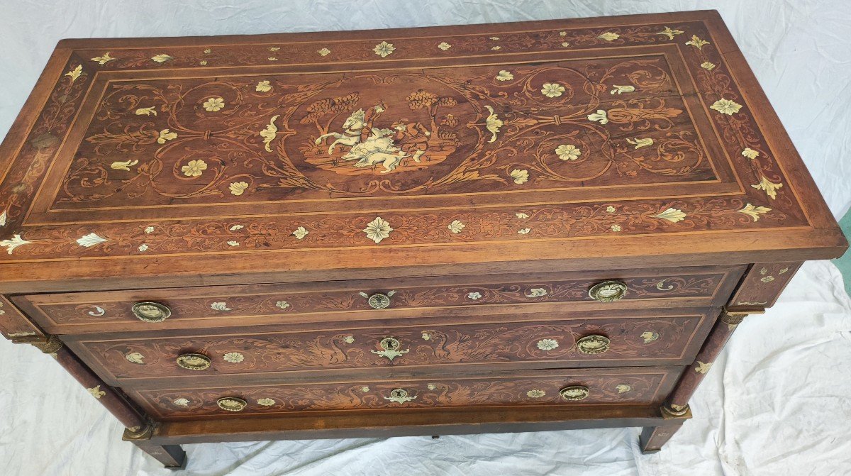 Chest Of Drawers Decorated With Hunting Scenes, Chest Of Drawers Decorated With Hunting Scenes Northern Italy, 18th C-photo-4