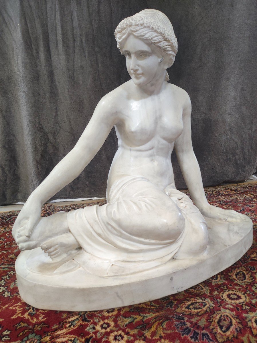  très grande Sculpture En Marbre Blanc De Carrare  d après James pradier -photo-2