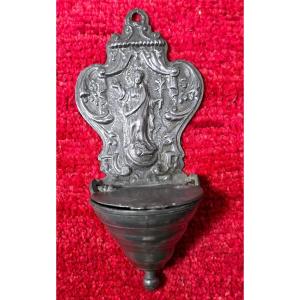 Repoussé Pewter Holy Water Font - 18th Century