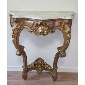 A Gilded Wooden Console Table In The Louis XV Style, 19th Century