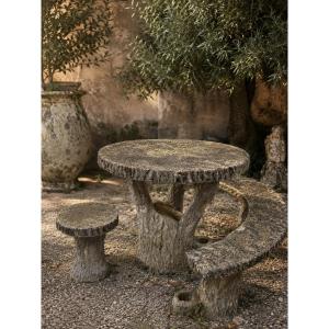 Salon de jardin façon tronc d arbre 