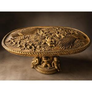 Table De Milieu En Bois Doré, Richement Sculptée XIX siècle 