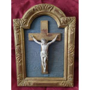 Christ En Ivoire De Morse, Crucifix De Fond De Lit d'époque Louis XV 18e