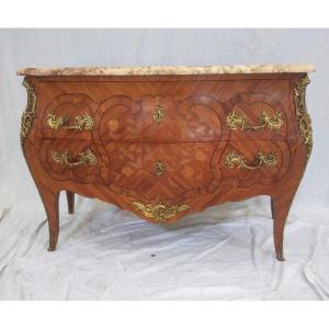 Commode  Marqueterie - Bois De Rose & Palissandre - 19ème