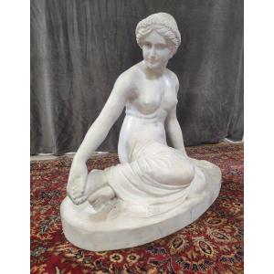  très grande Sculpture En Marbre Blanc De Carrare  d après James pradier 