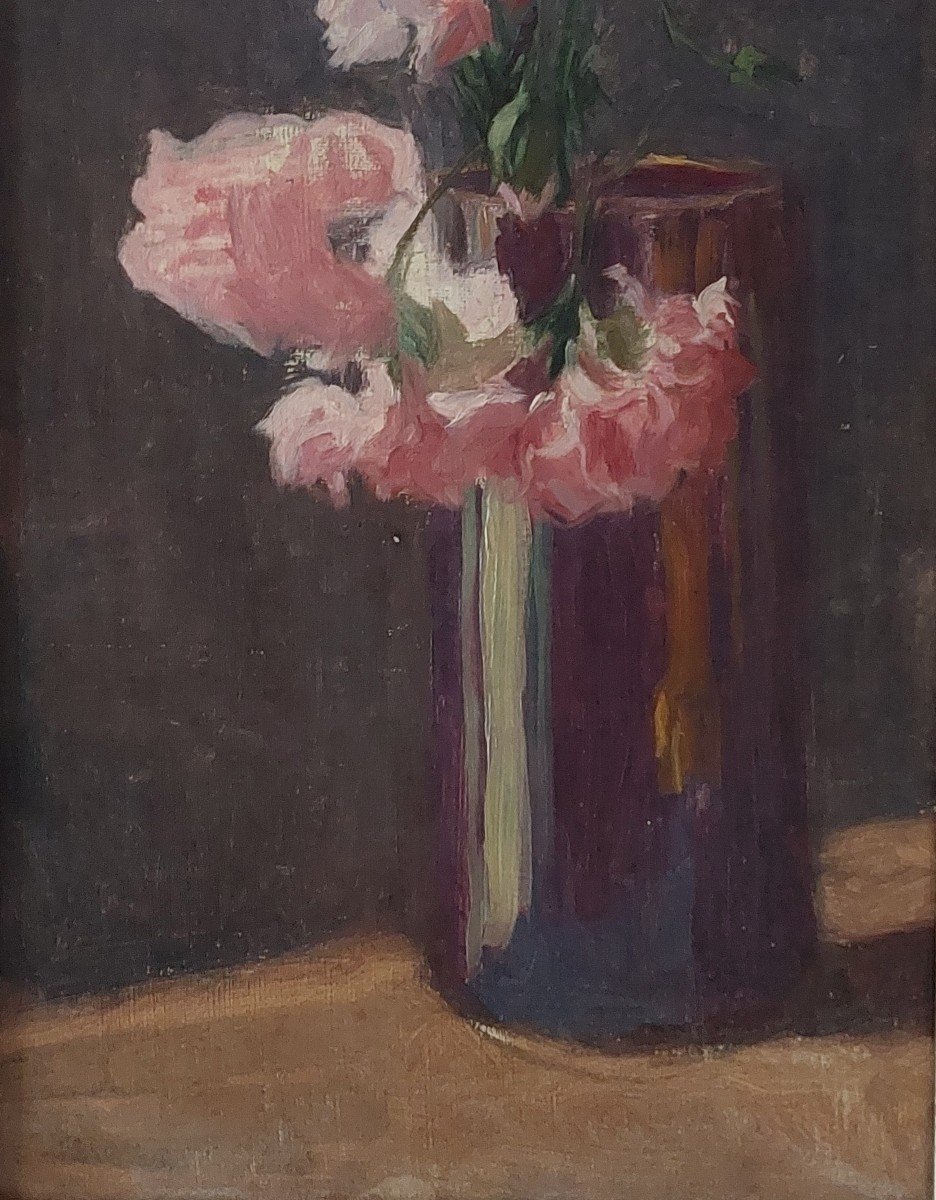 " Bouquet De Pivoines "   Nature Morte Fin XIXème-photo-3