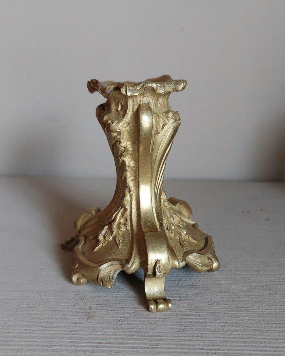 Paire De Bougeoirs En Bronze Doré De Style Louis XV -photo-4